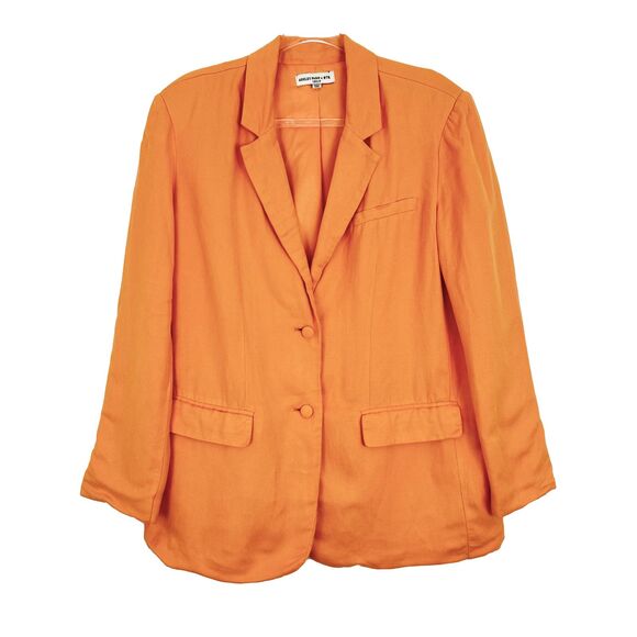 ASHLEY PARK x RTR Linen Blend Blazer M Oversized Two Button Orange EUC B10 - Picture 2 of 6